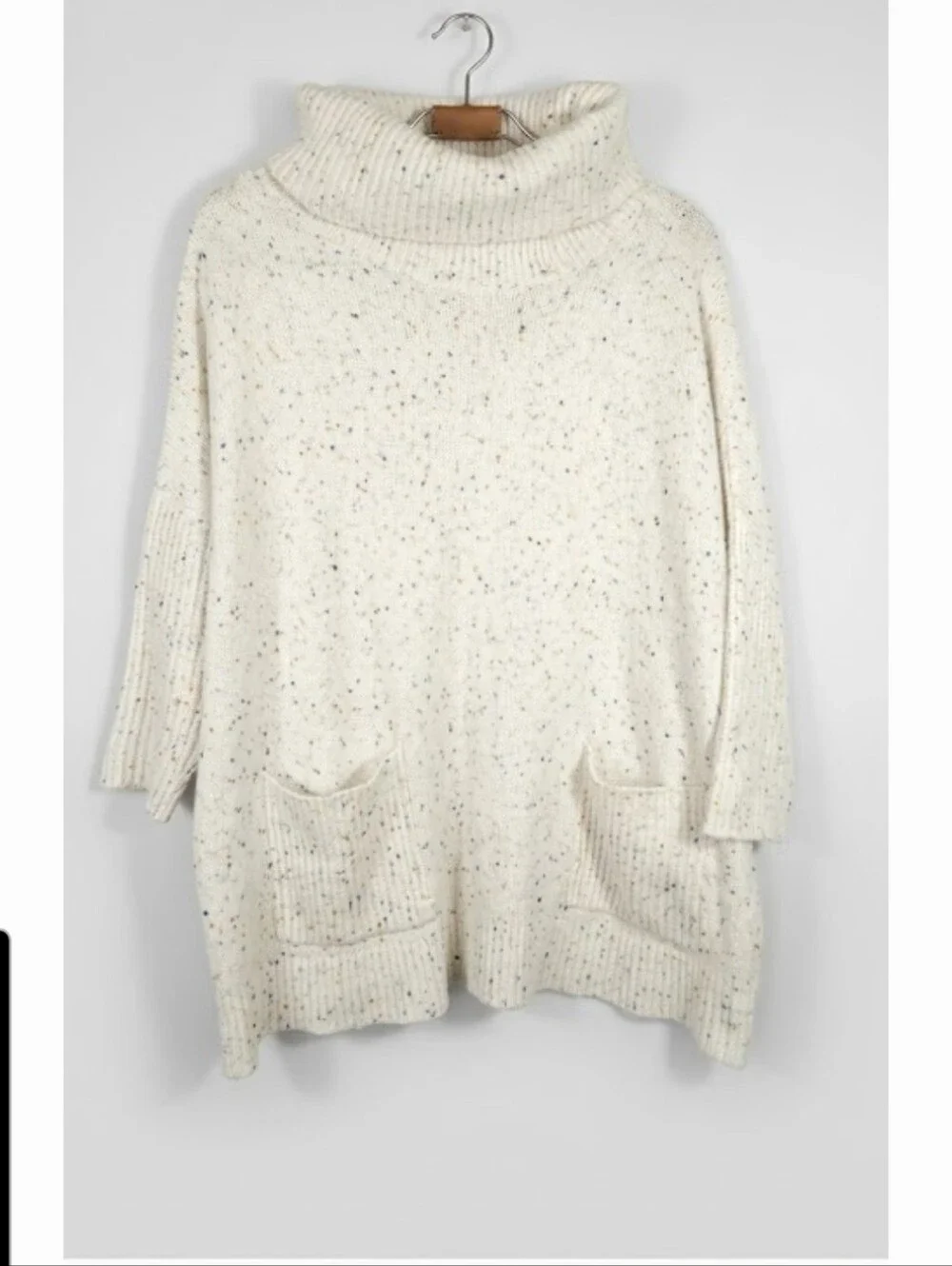 LOFT Oversized Speckled Cowl Neck Tunic Sweater S